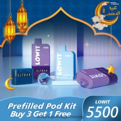 Elf Bár Liquid - ELFBAR LOWIT 5500 előretöltött podkészlet áfonyás jég 4XNR4359